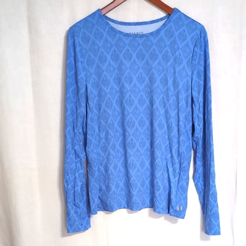 Hang Ten Blue Diamond Sunray Long Sleeve Tee with Pocket Size Extra Large